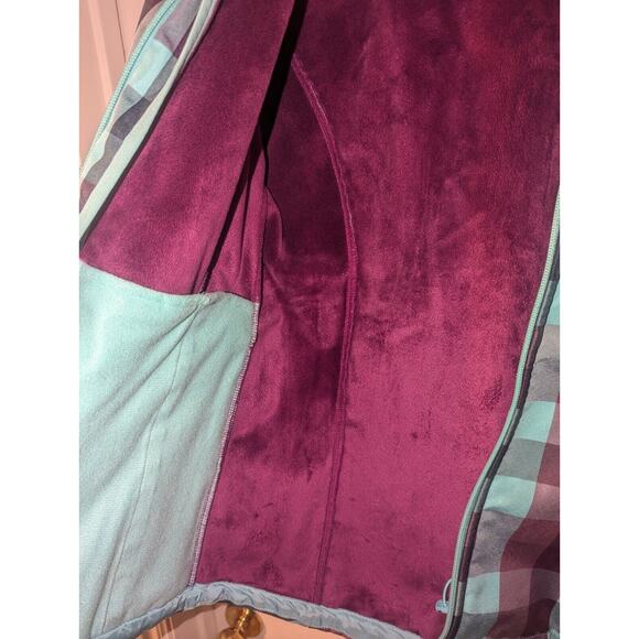 The North Face Coat Women’s XS Extra Small Hooded Jacket Green Purple Plaid - Picture 8 of 14